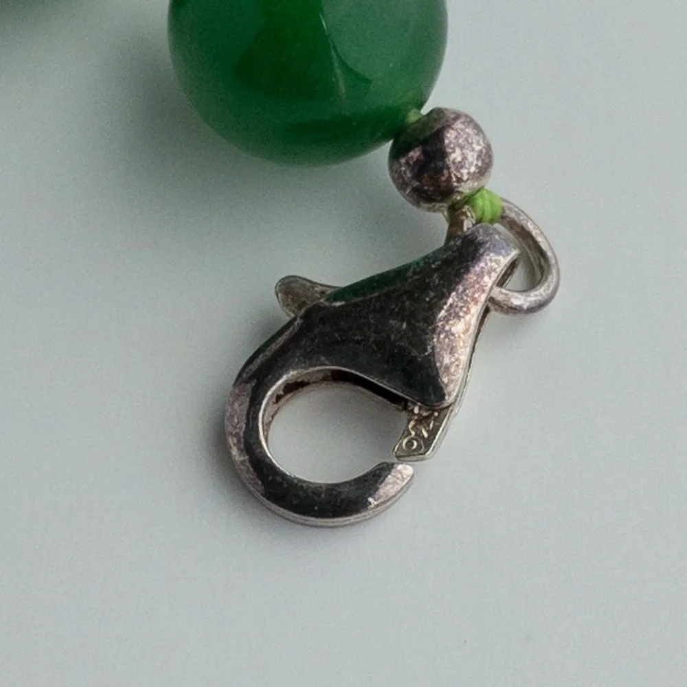 Dark Green Aventurine Beaded Necklace 925 8mm Round Natural Gemstone Beads 18” - Picture 12 of 13